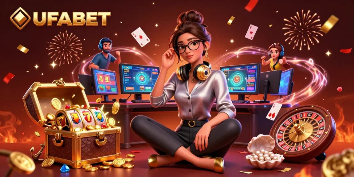 UFABET offers immersive gaming experiences with vibrant scenes of slots and casino action.