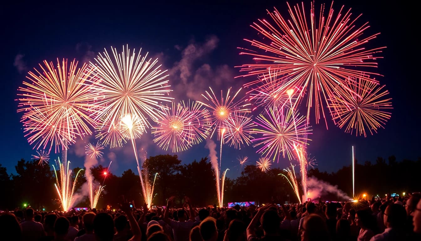 Celebrate with stunning wholesale fireworks illuminating the night sky at a festive event.