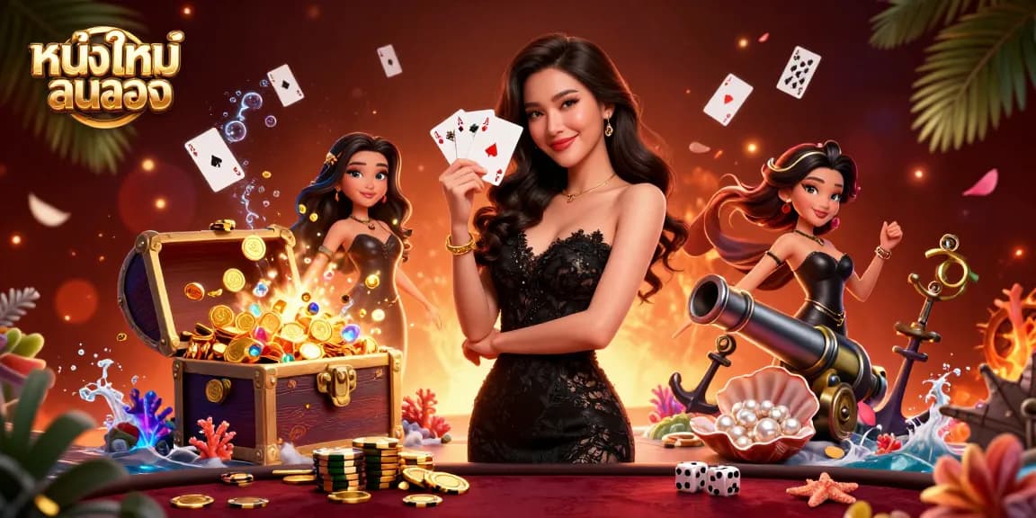 Experience thrilling หนังใหม่ชนโรง excitement with a stunning casino atmosphere featuring elegant playing cards.