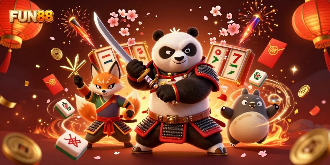 Play exciting games with FUN88 as a samurai panda, ninja fox, and spirit tanuki unite!