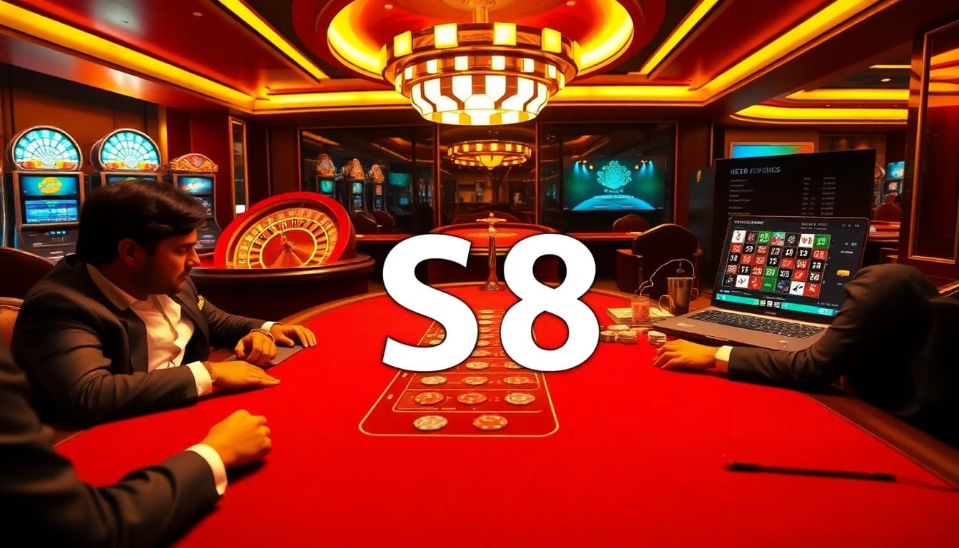 S8 offers an exciting casino experience with vibrant poker tables and high-stakes gaming.