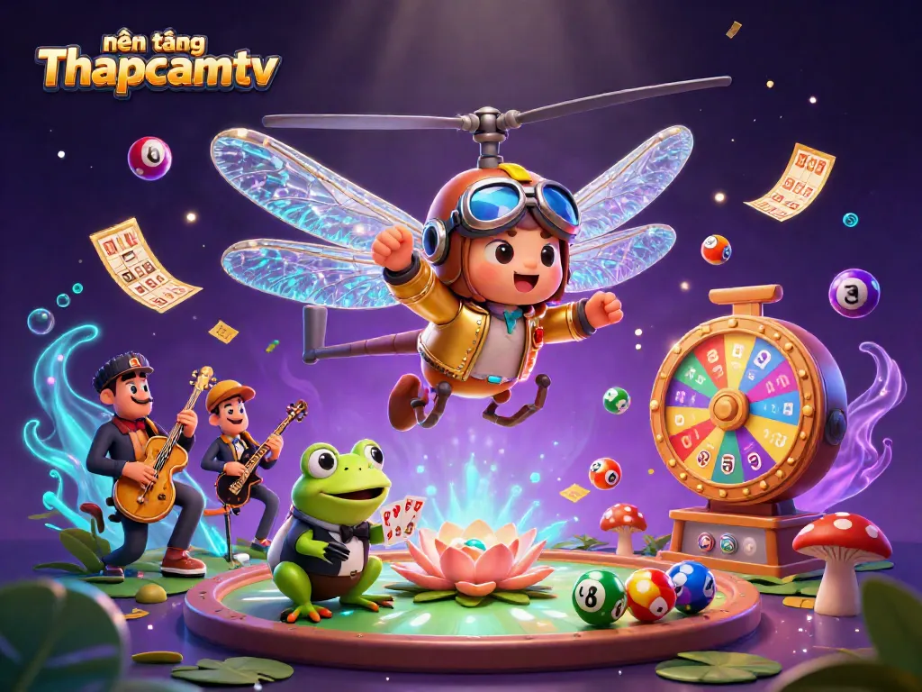 Experience vibrant fun with nền tảng Thapcamtv as a frog croupier deals during exciting casino activities.