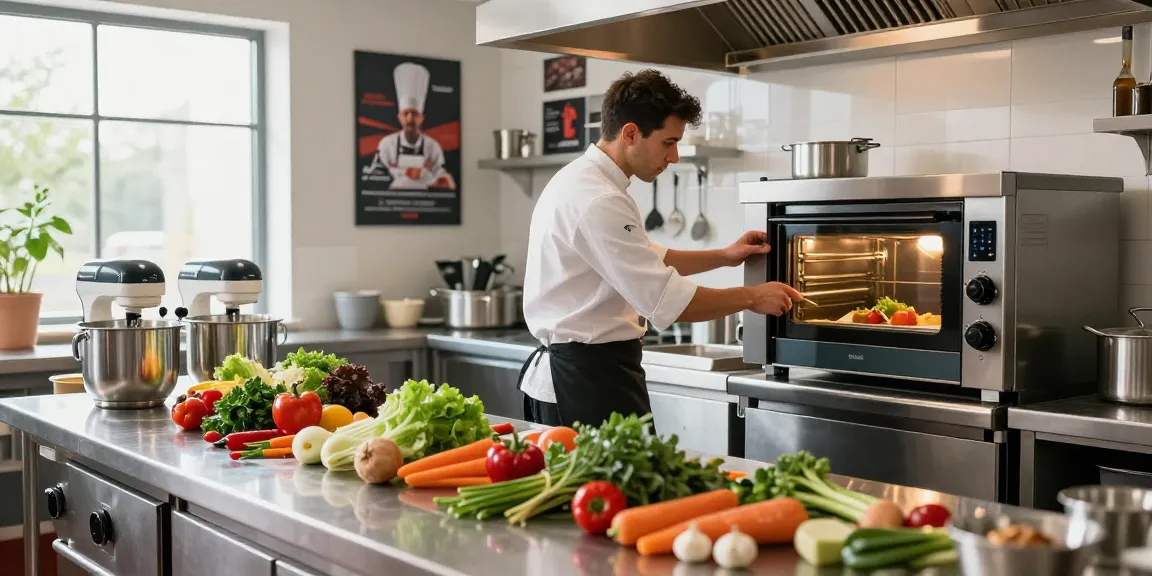 Chef using Unox Ovens to prepare gourmet dishes in a professional kitchen