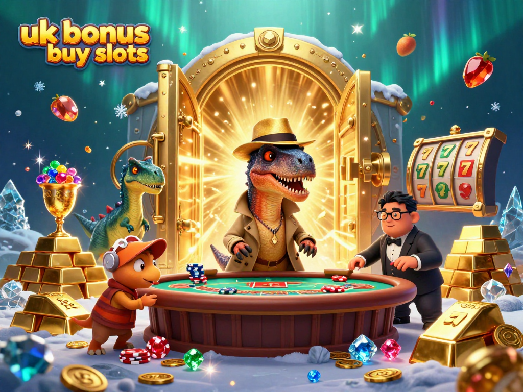 Engage with uk bonus buy slots through this vibrant illustration filled with dynamic casino elements.