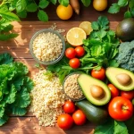 Discover vibrant Healthy Food options including fresh fruits, greens, and grains arranged beautifully.