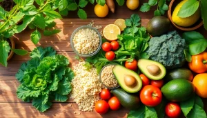 Discover vibrant Healthy Food options including fresh fruits, greens, and grains arranged beautifully.