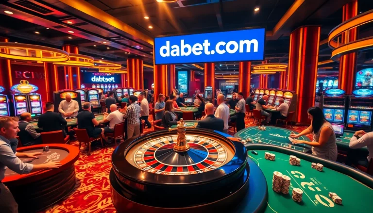 Players enjoying thrilling casino games at Dabet com, featuring roulette and dice action.