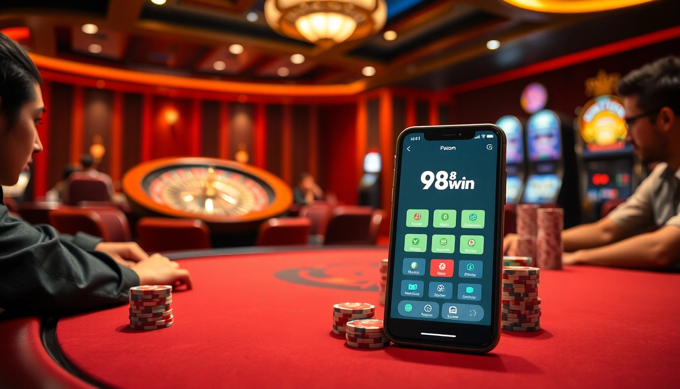 The app 98win enhances casino experiences with a high-stakes poker game and exciting slot machines.