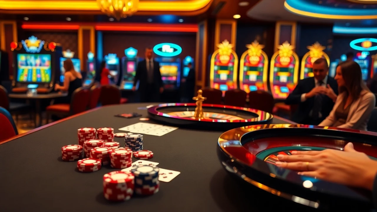Players placing bets at a vibrant casino table at 789club, showcasing excitement and luxury.