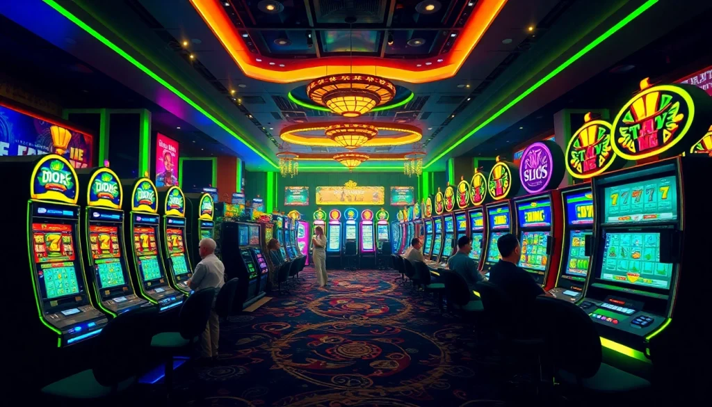 Experience the excitement of doaslot login with colorful slot machines and a vibrant gaming atmosphere.