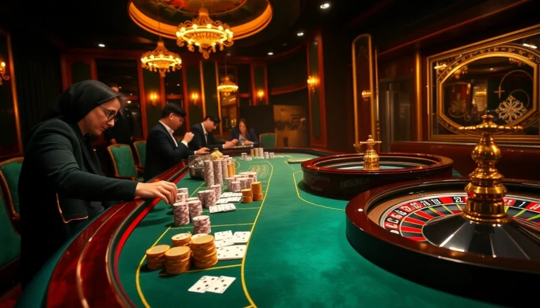 Exciting QQ888 casino scene featuring players at a luxurious gaming table.