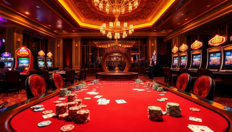 Experience the excitement of poker and roulette at https://32win2025.online/, where gamblers engage with vibrant chips and cards.