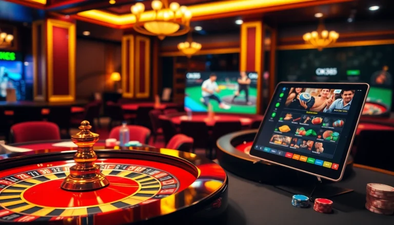 Gamble and win big at OK365 com, featuring vibrant casino tables and thrilling gaming experiences.