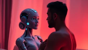 Engaging AI avatar in a warm setting, showcasing sex AI technology.