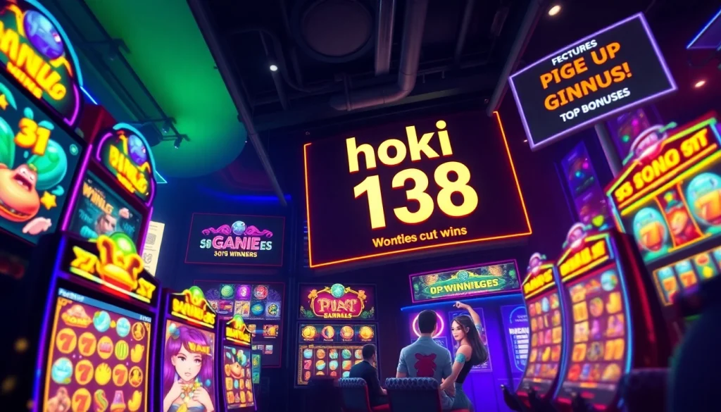 Immersive gaming experience showcasing hoki138 pro with vibrant slot games and big winning animations.