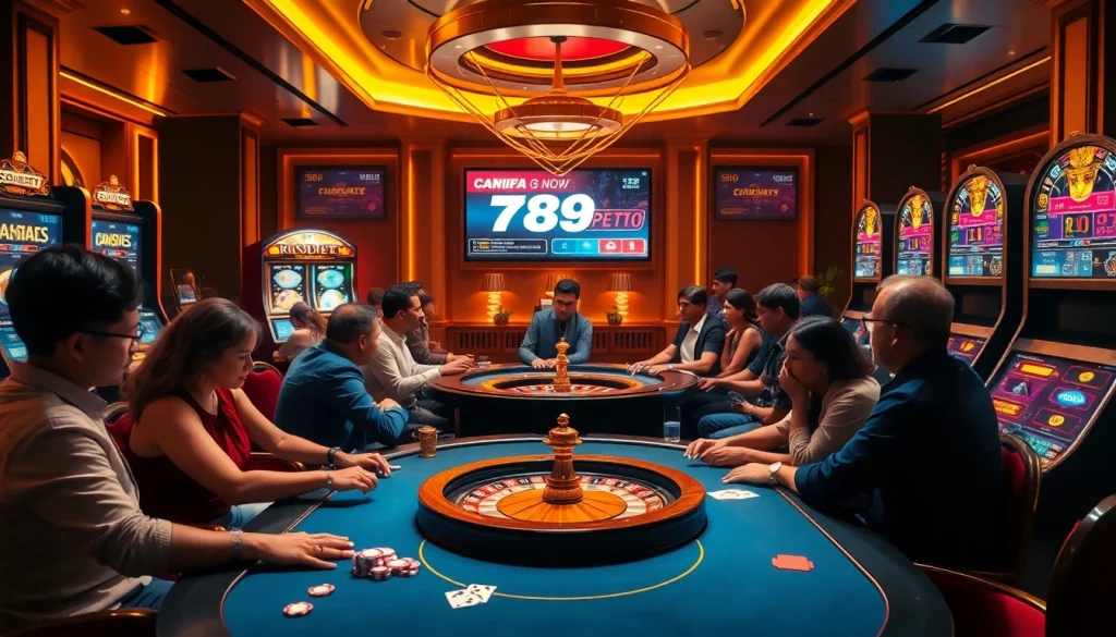 Exciting casino gameplay with poker chips and a roulette wheel, highlighting 789pet.