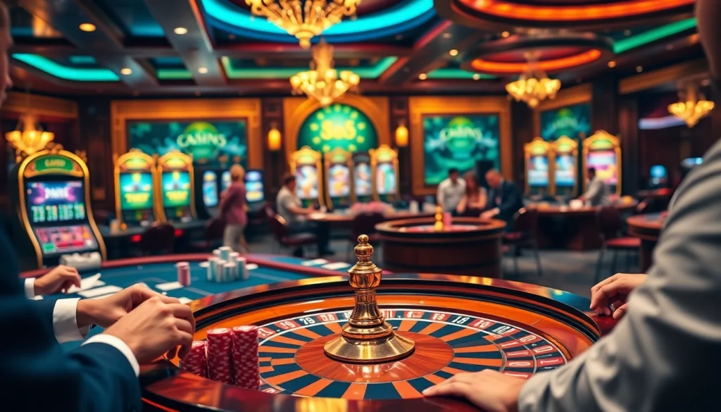 Engaging gameplay with nhà cái uk88 casino layout featuring vibrant slot machines and poker action.