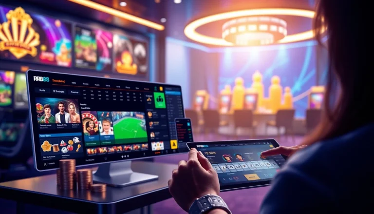 Engaging online gambling experience with RR88, showcasing casino games and user interaction.