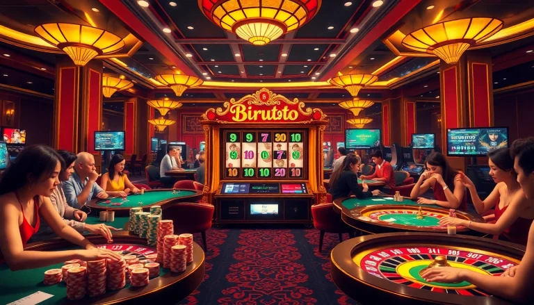 Experience the excitement of birutoto with luxurious casino elements and vibrant slot machines.