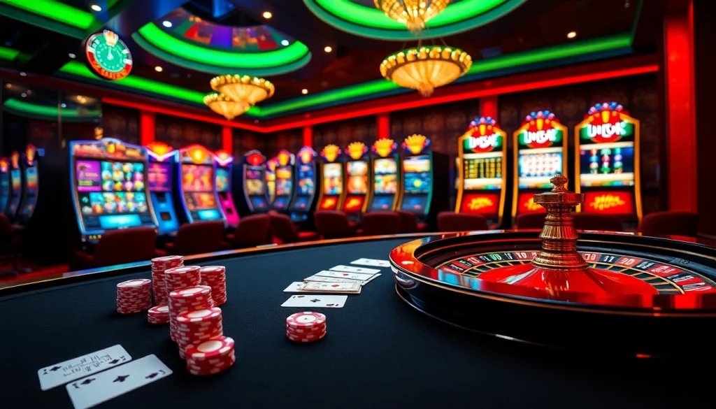 Experience the excitement at uu88.com with a vibrant casino scene featuring lively tables and gaming action.
