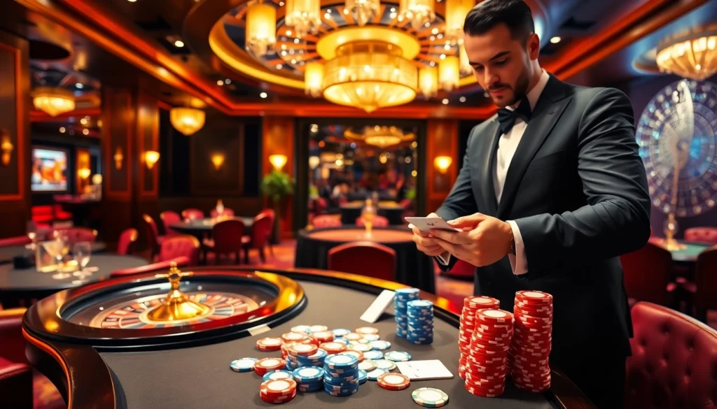 Experience luxury gambling at DR88 with a vibrant casino atmosphere at the roulette table.