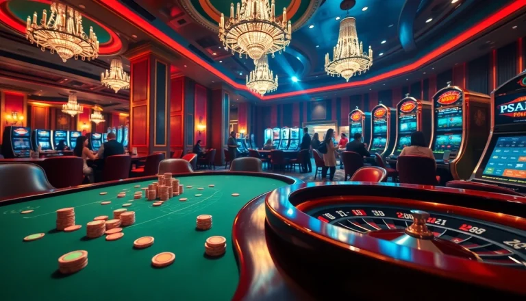 Action-packed casino scene with players enjoying games at https://xn882025.online/ featuring poker chips and a roulette wheel.