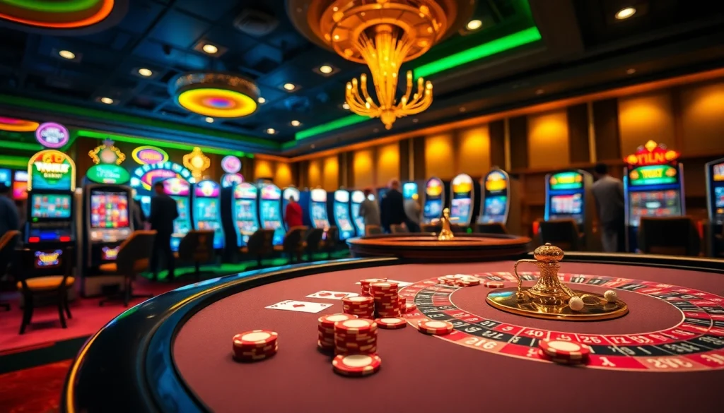 F8Bet invites players to enjoy an exciting roulette game amidst a luxurious casino setting.
