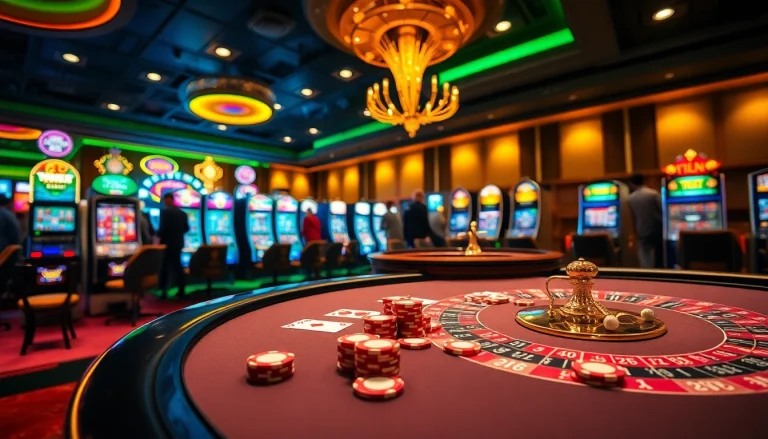 F8Bet invites players to enjoy an exciting roulette game amidst a luxurious casino setting.