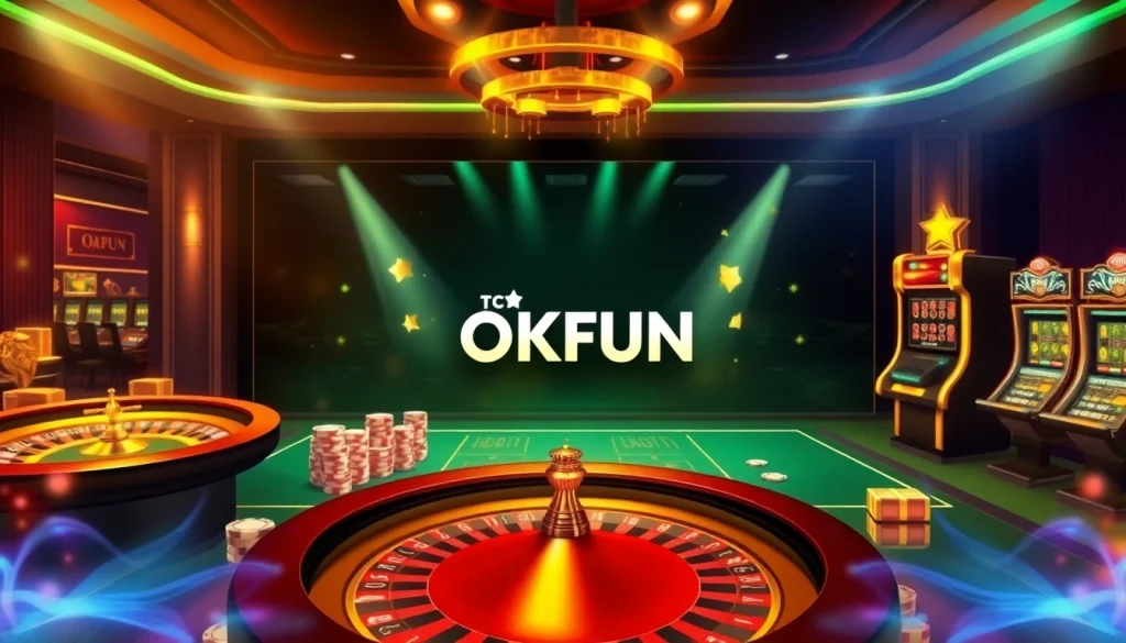 Experience an engaging gambling interface on the trang chủ OKFUN, featuring vibrant casino elements and excitement.
