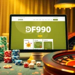 Engaging scene of DF999 đăng nhập featuring poker chips and a roulette wheel.