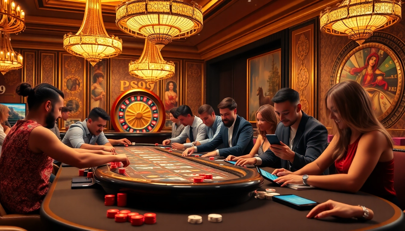 Experience the excitement of PS99 at a vibrant casino table with colorful chips and cards.
