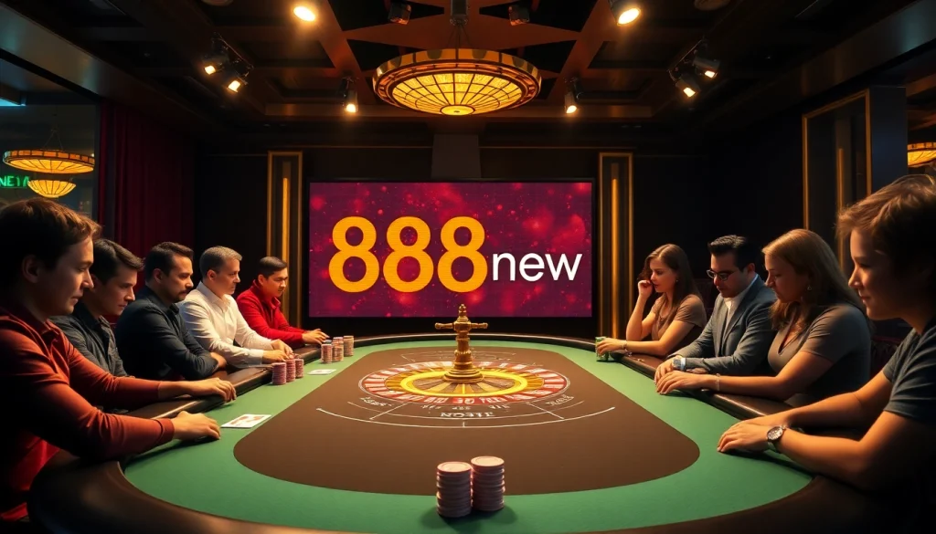 Exciting blackjack game at 888new with vibrant colors and enthusiastic players.