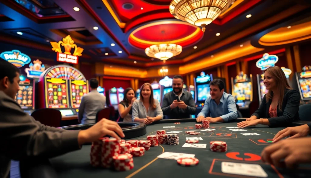 Experience thrilling gameplay at MM88 SH with vibrant casino tables and engaged players.