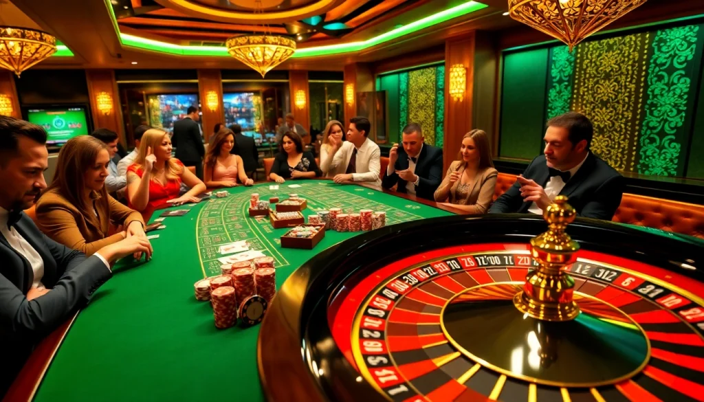 Engaging players at a vibrant casino table, featuring games from https://888now.ru.com/.