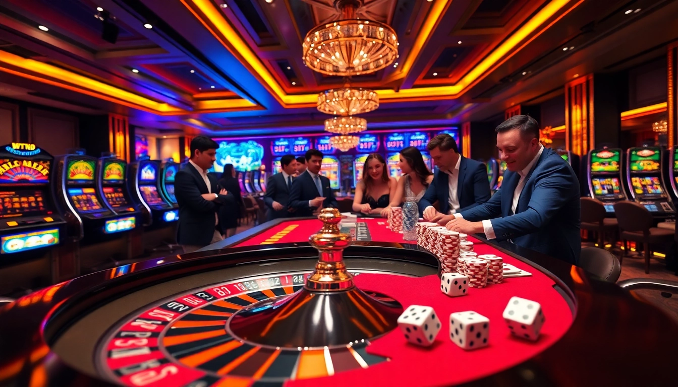 Experience thrilling gaming moments at mu88 com with luxurious casino elements and vibrant atmosphere.