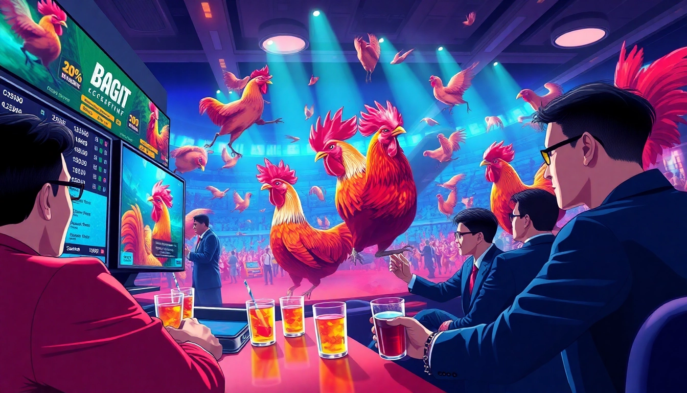 Engage with live betting on dagawin.live featuring vibrant cockfighting action and excited players.