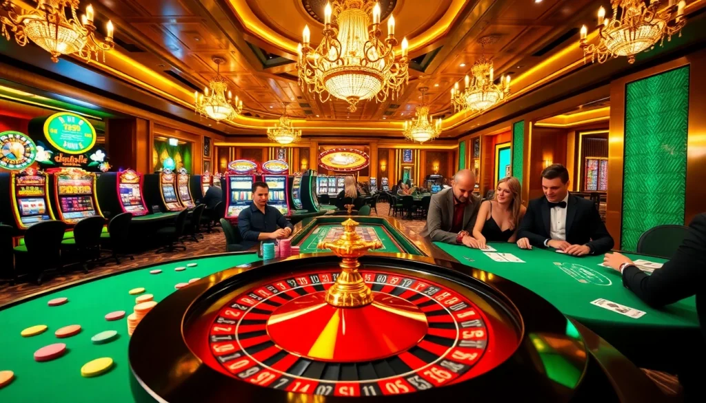 Experience the thrill of home vvjl with a luxurious casino scene featuring roulette and poker.