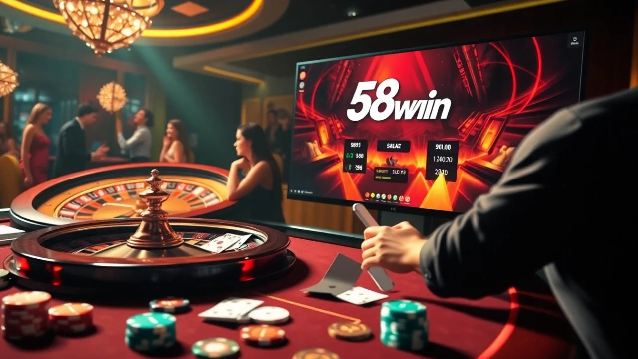 Players enjoying thrilling online gambling experiences at 58win's luxurious virtual casino.