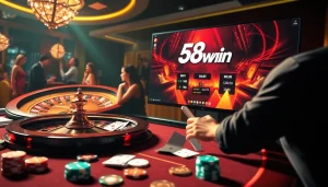 Players enjoying thrilling online gambling experiences at 58win's luxurious virtual casino.