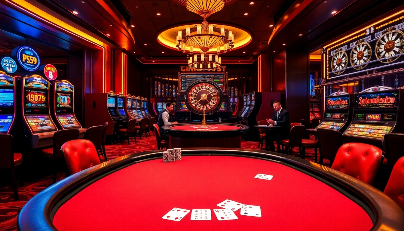 Experience the thrill of high-stakes gaming at PS99 with vibrant tables and stunning slot machines.