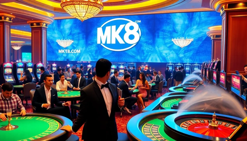 Players enjoying the high-stakes action at MK8.COM casino tables with thrilling gambling excitement.