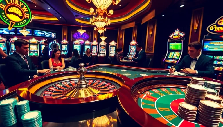 Experience thrilling gambling action at LUCKYWIN with vibrant casino tables and winning moments.