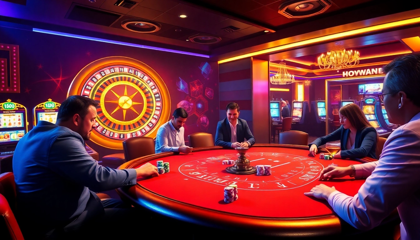 Experience the excitement of luck88 with players enjoying poker and vibrant casino atmospheres.