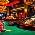 nk88 players enjoy a thrilling moment at a vibrant poker table in a luxurious casino setting.
