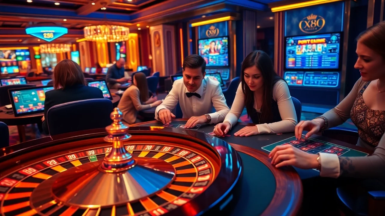 Engaged gamblers enjoying the excitement of games at XX88 online casino.