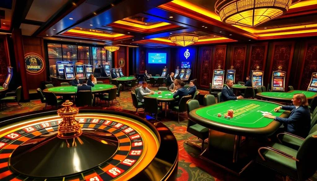 Experience the thrilling atmosphere of dn 88 with vibrant poker tables and roulette wheels.