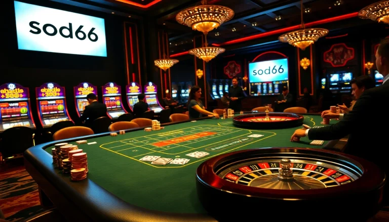 Experience the excitement of sodo66 at a luxurious casino table with players engaged in high-stakes baccarat.