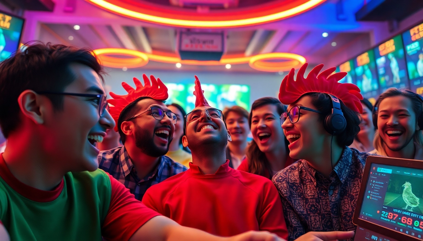 Live chicken fighting excitement at sv368win.live, showcasing vibrant players and dynamic betting.