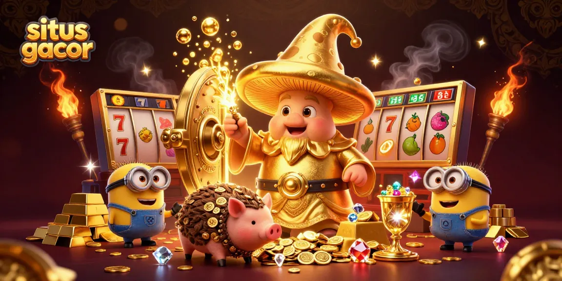 Experience excitement on situs gacor with our vibrant casino-themed 3D illustration featuring golden treasure and lucky symbols.