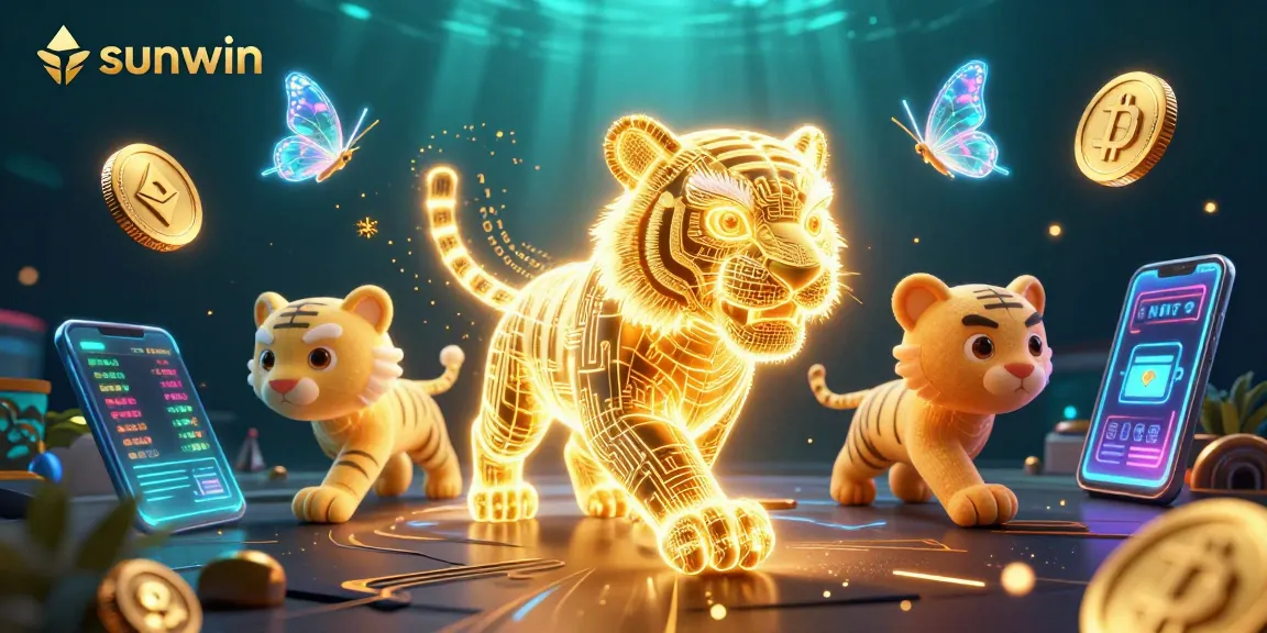Experience thrilling gameplay at sunwin with a vibrant digital casino scene featuring a neon-lit tiger.